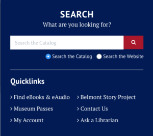 Belmont Public Library Search Site Search