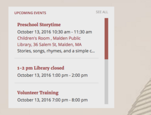 Malden Public Library Event Integration