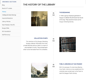 Saugus Public Library History Website Page